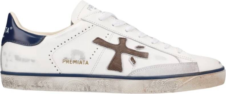 Premiata Vintage Leren Sneakers met Logo Detail White Heren