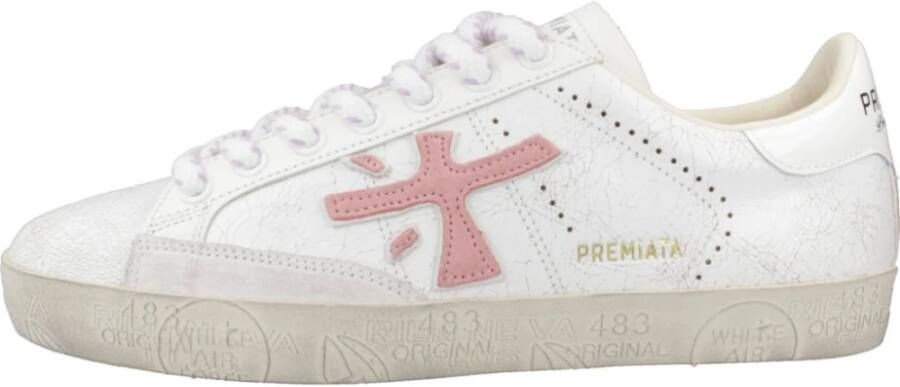 Premiata Witte Sneakers met Roze Details Multicolor Dames