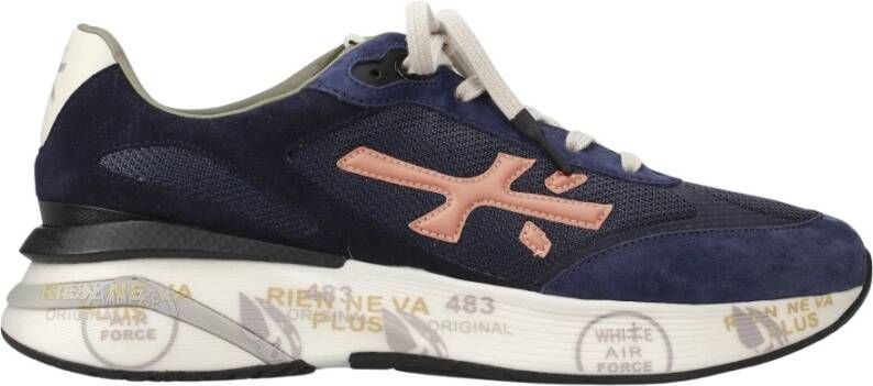 Premiata Navy Blauwe Sneakers met Oranje Details Blue Heren