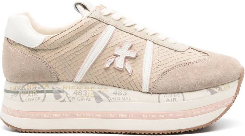 Premiata Triple Sole Leren Sneakers Beige Dames