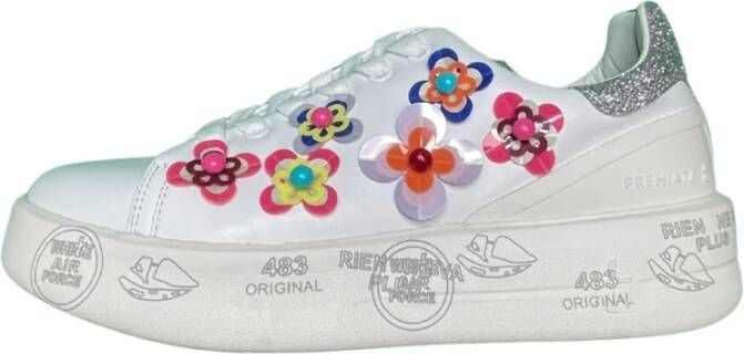 Premiata Witte en grijze bloemensneakers White Dames