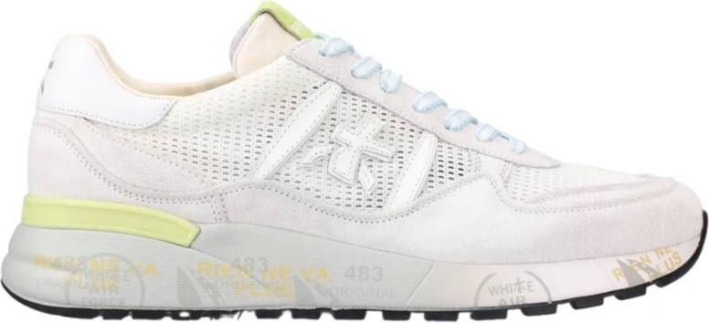 Premiata Witte Landeck Sneakers met Gele Accenten White Heren