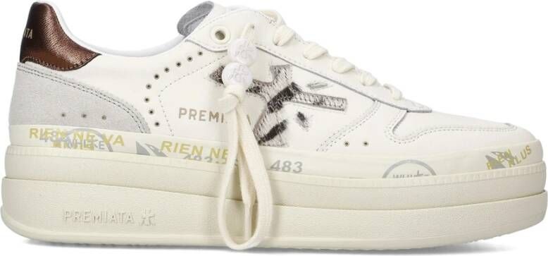 Premiata Witte Leren Sneakers Hoge Zool White Dames