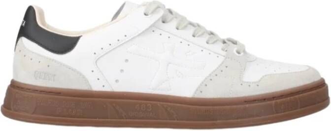 Premiata Witte leren sneakers met bruine zool White Heren