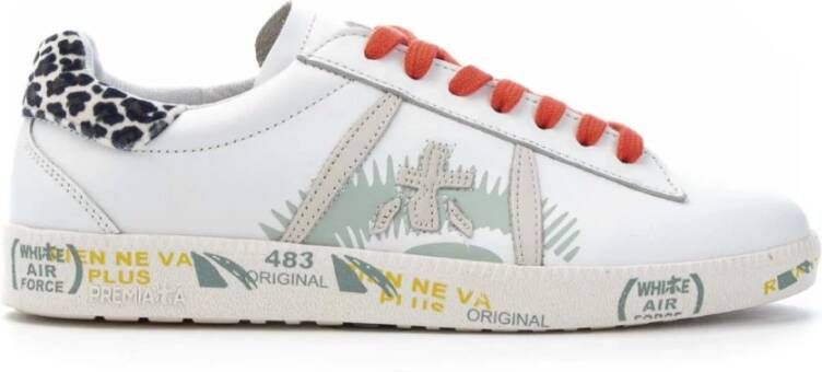 Premiata Witte Leren Sneakers met Contrasterende Patch White