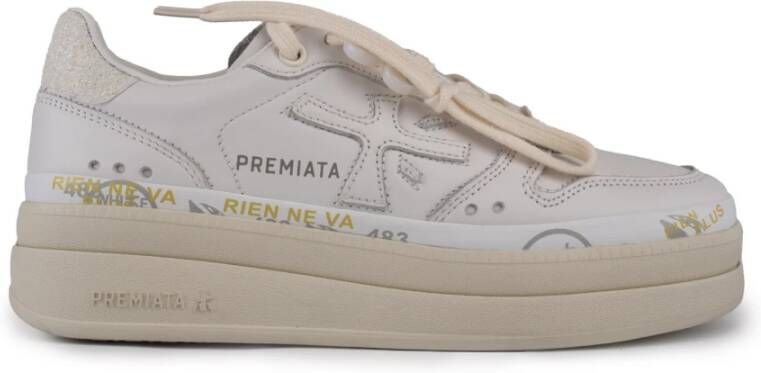 Premiata Witte leren sneakers met logo White Dames