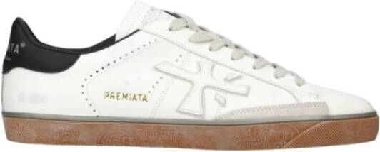 Premiata Witte leren sneakers met logodetail White Heren