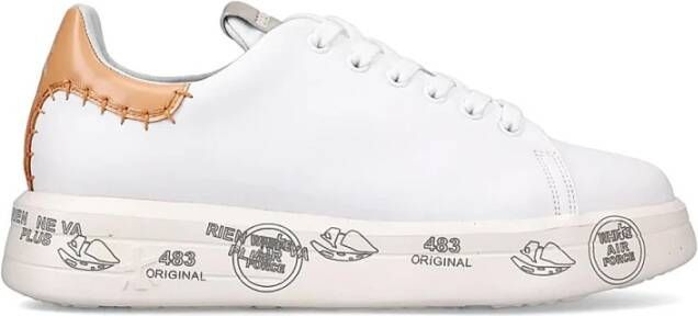 Premiata Witte leren sneakers met logozool White Dames