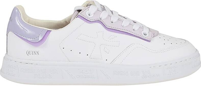 Premiata Witte leren sneakers met paarse accenten White Dames