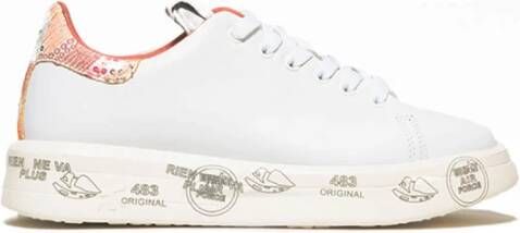 Premiata Witte Leren Sneakers met Roze Pailletten White Dames