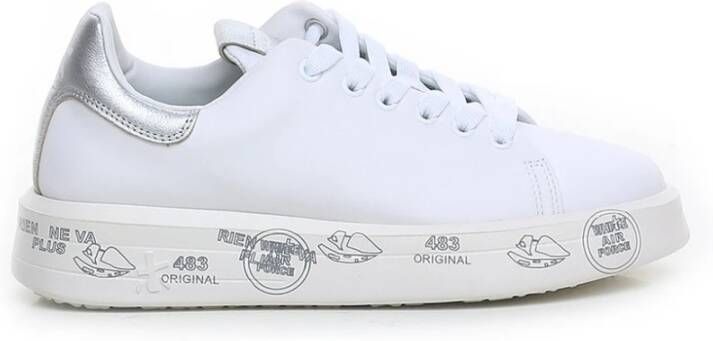 Premiata Witte Leren Sneakers met Zilveren Details White Dames