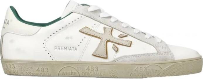 Premiata Witte logo crème groene sneaker model White Heren