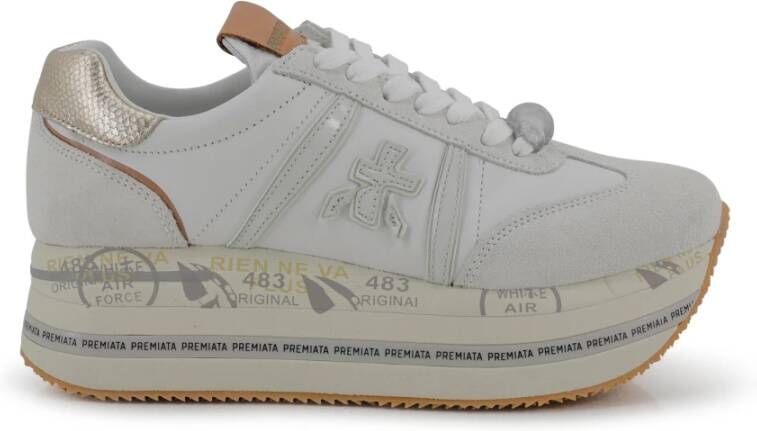 Premiata Witte platte schoenen met inzetontwerp White Dames