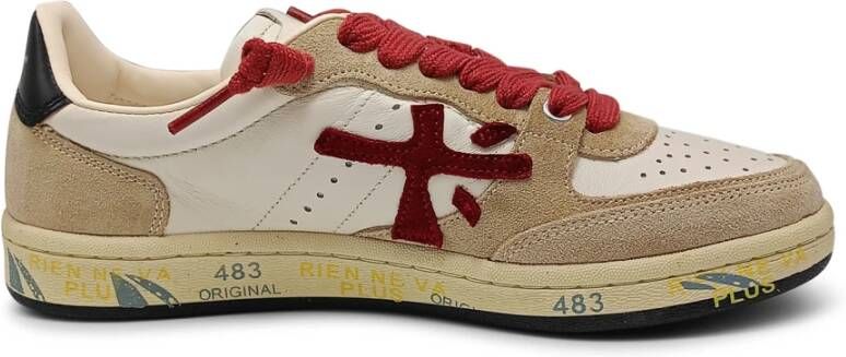 Premiata Witte platte schoenen met leer en suède Multicolor Dames