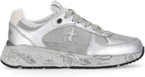 Premiata Zilver Wit Leren Sneakers Vrouwen Gray Dames