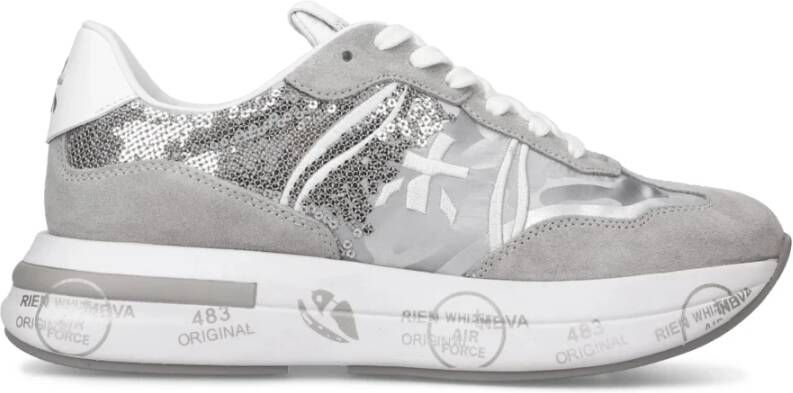 Premiata Grijze Logo Sneakers Leren Rubberen Zool Gray Dames