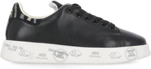 Premiata Zwarte Leren Sneakers Ronde Neus Black Dames