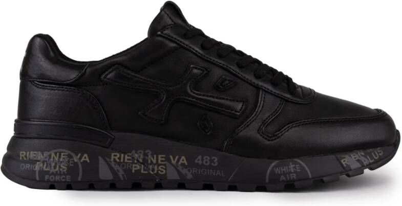 Premiata Zwarte Leren Sneakers Vintage Stijl Black Heren