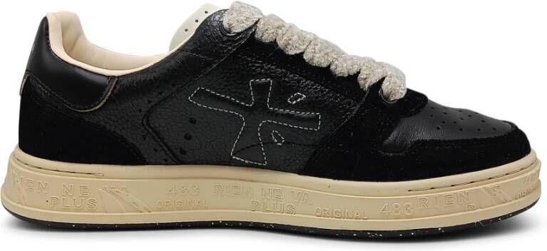 Premiata Zwarte platte schoenen met brogue-details Black