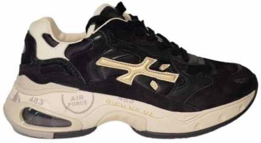 Premiata Zwarte Sharky D Nylon Suède Leren Sneakers Black Dames