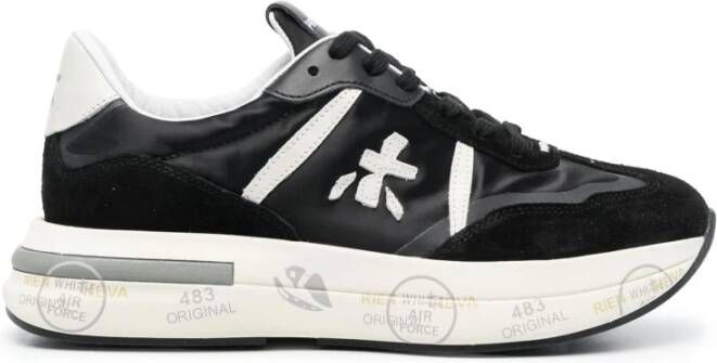 Premiata Zwarte Sneakers met Logo Applicatie Black