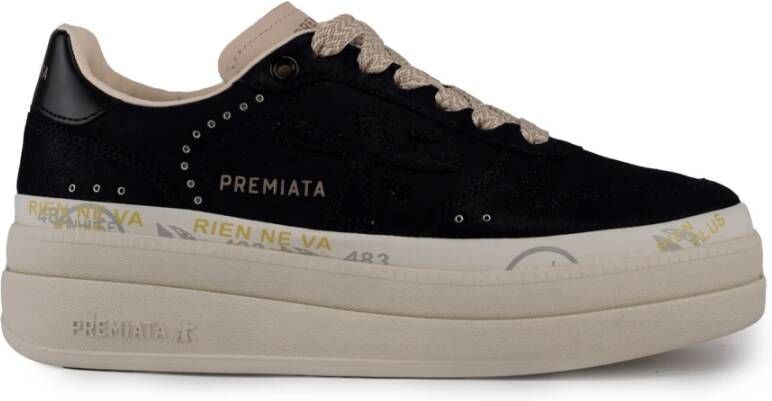 Premiata Zwarte Suède Damessneakers Black Dames