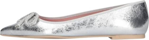 Pretty Ballerinas Zilveren puntige ballerina's met strikdetail Gray Dames