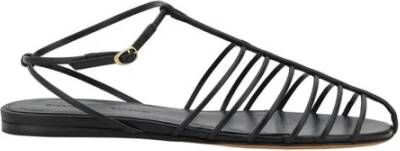 Proenza Schouler Gekooide Lamsskin Platte Sandalen met T-Straps Black Dames