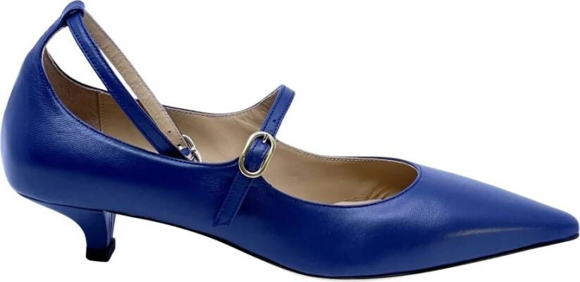 Prosperine Blauwe Nappa Leren Puntige Neus Platte Schoenen Blue Dames