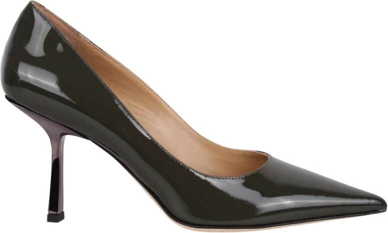 Prosperine Gelakte puntige pumps met spoolhak Gray Dames