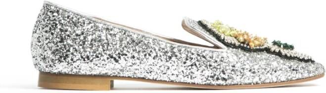 Prosperine Glitter Ballerina met Stenen Gray Dames