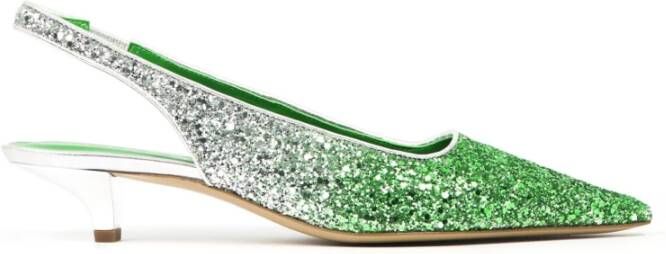 Prosperine Glitter Bicolor Leren Pumps Green Dames