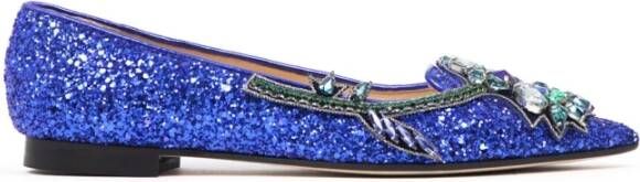 Prosperine Glitter Geborduurde Ballerina Schoenen Blue Dames