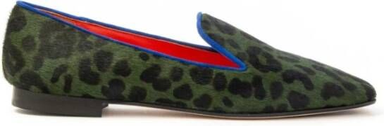 Prosperine Leren Mocassin met Suède Detail Green Dames