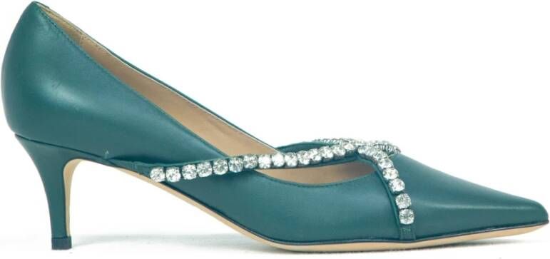 Prosperine Nappa Decolletè met Strass Swarovski Green Dames