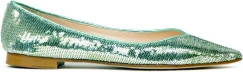 Prosperine Puntige Neus Leren Ballerina Schoenen Green Dames