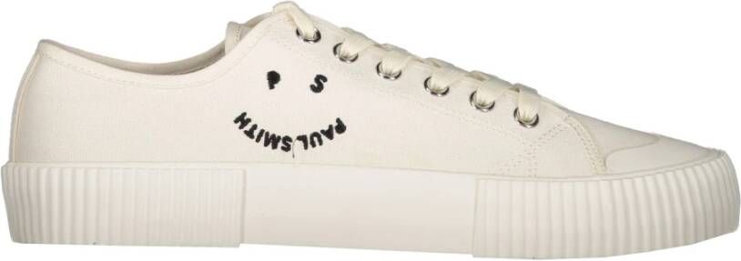 PS By Paul Smith Canvas lage sneakers met leren inzetstuk White Heren