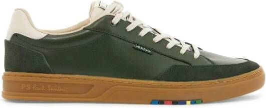 PS By Paul Smith Leren sneakers met suède inzetstukken Green Heren