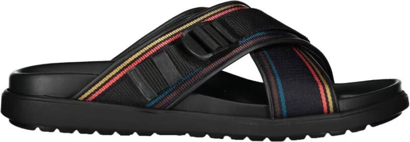 PS By Paul Smith Leren Stoffen Slippers Ronde Neuslijn Black Heren