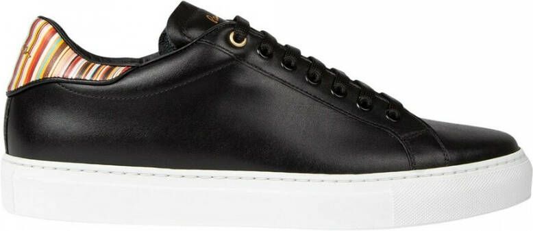 Paul Smith Zwarte Leren Sneakers met Multicolor Logo Detail Zwart Heren