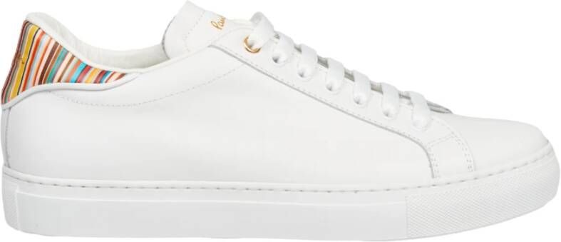 PS By Paul Smith Witte Leren Sneakers Multicolor Strepen White Heren