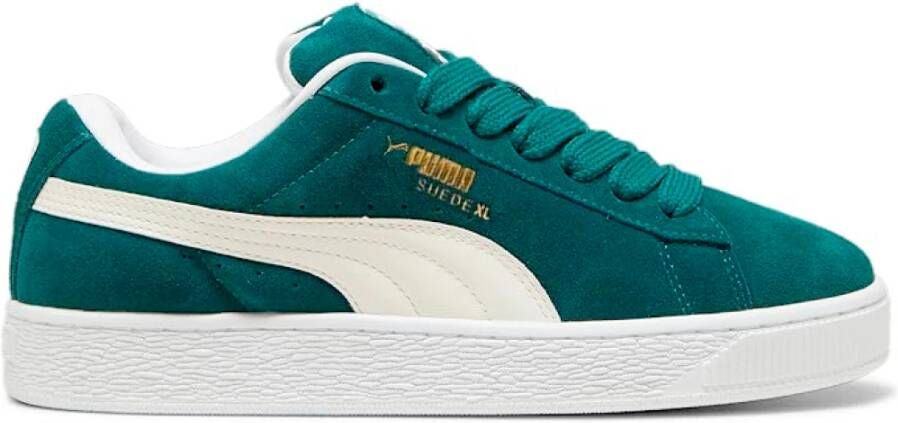 Puma Groene Suède Sneakers met Leren Details Green Heren