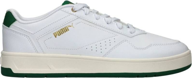 Puma Klassieke Court Sneaker met Groene en Gouden Accenten White Heren