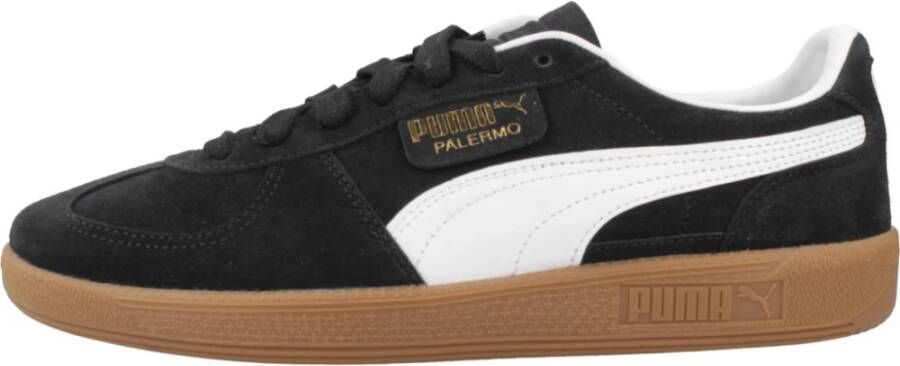 Puma Zwarte Leren Sneakers Stijlvol Ontwerp Black