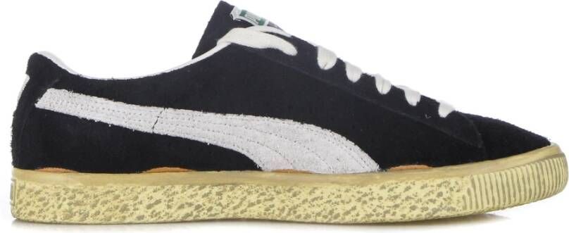 Puma Vintage Lage Top Sneakers Zwart Wit Geel Black Heren