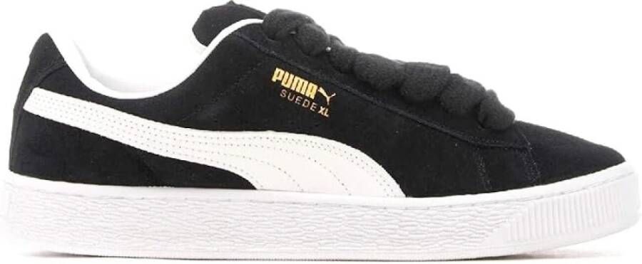 Puma Zwarte Suède Sneakers met Leren Details Black Heren