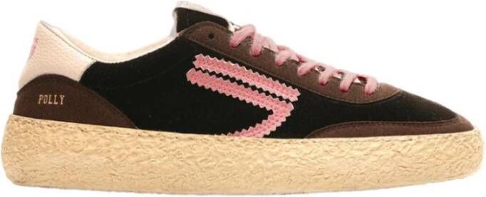 Puraai Bruine Stoffen Sneakers met Roze Details Brown Heren