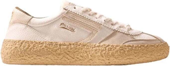 Puraai Eco Leer Witte Sneakers Gouden Details White Heren