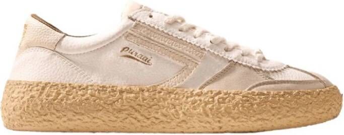 Puraai witte sneakers met beige details Beige Heren