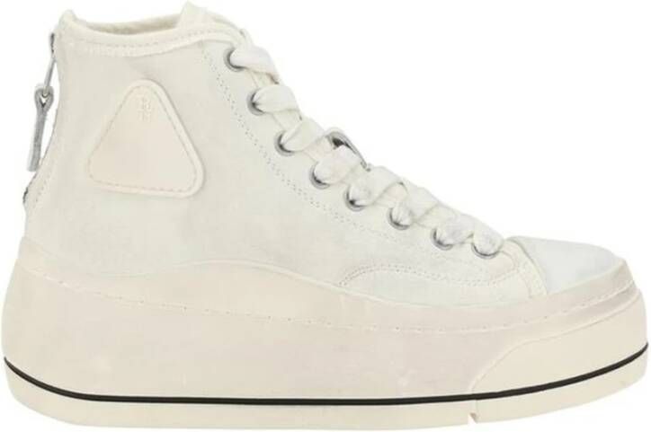 R13 Platform High Top Sneakers met ritssluiting hiel White Dames